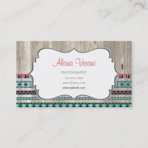 Modern Aztec Pattern on Wood Business Card