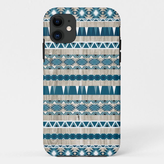 Modern Aztec Pattern on Wood Case-Mate iPhone Case (Back)