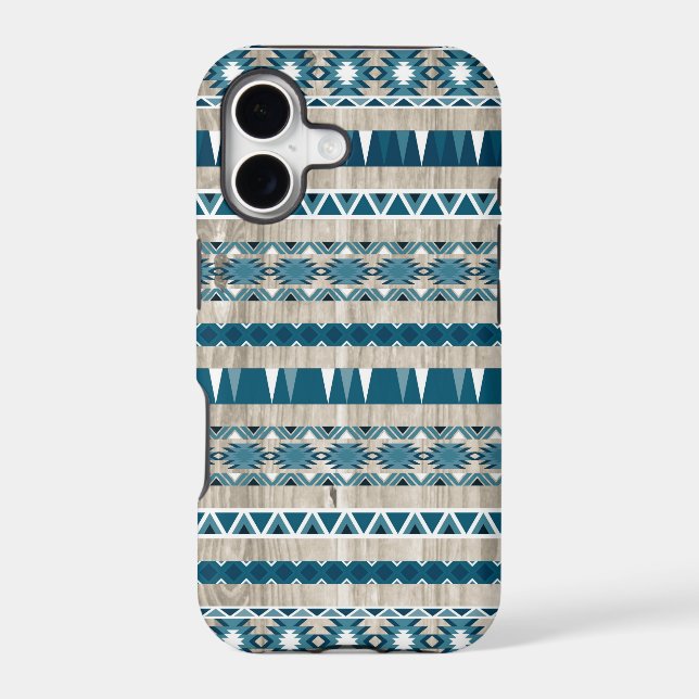 Modern Aztec Pattern on Wood Iphone Case (Back)