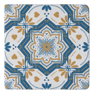 Modern Azulejo Blue Yellow Portuguese Pattern Trivet