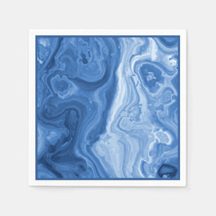 Modern Azure Blue Malachite Marble Swirls Pattern Napkins