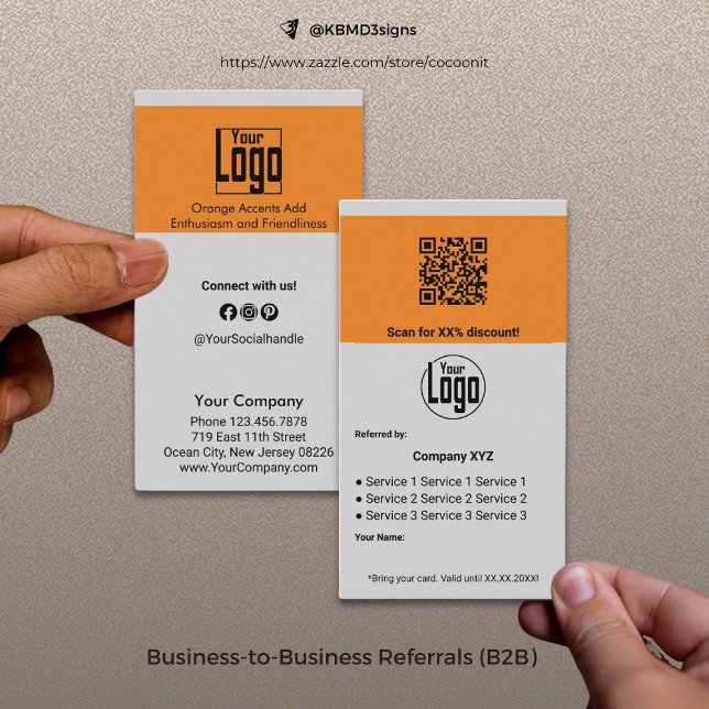Modern B2B Services QR Code Gray  Referral Card (Modern B2B Services QR Code Gray Referral Card, Business to Business)
