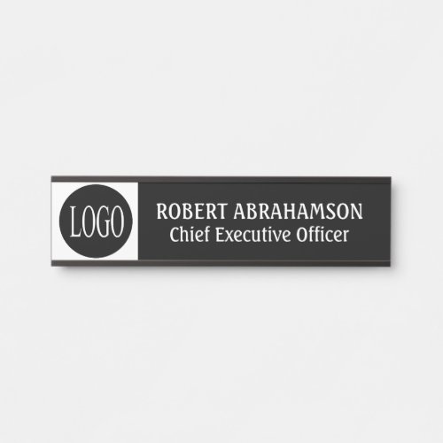 Modern BW Black Your Logo Office Door Signs Sign