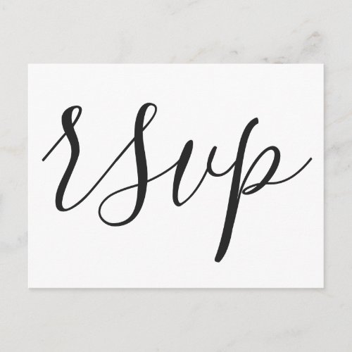 Modern bw calligraphy wedding rsvp postcards