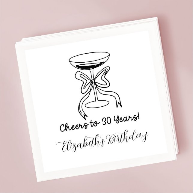 Modern B&W Cheers to 30 years Birthday Napkins (Creator Uploaded)