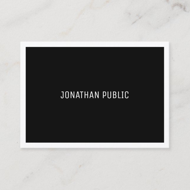 Modern B&W Elegant Black And White Simple Plain Business Card (Front)