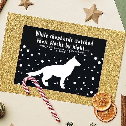 Modern BW German Shepherd Christmas Greetings Holiday Postcard