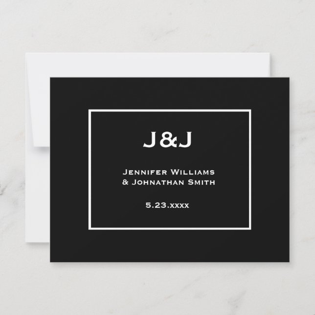 Modern b&w rehearsal dinner invitations (Front)