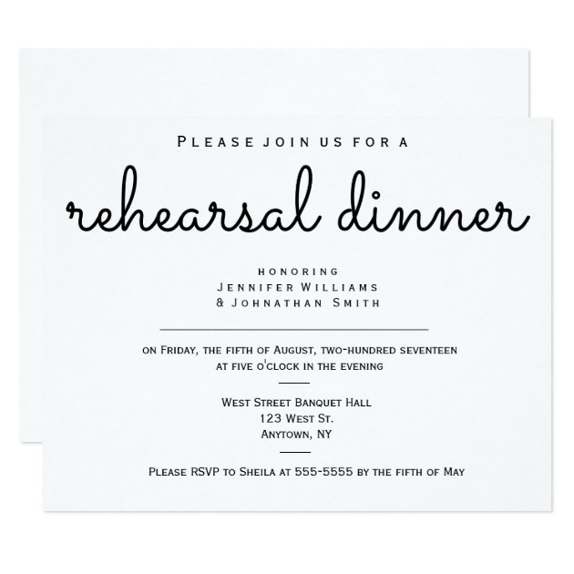 Modern B&w Rehearsal Dinner Invitations