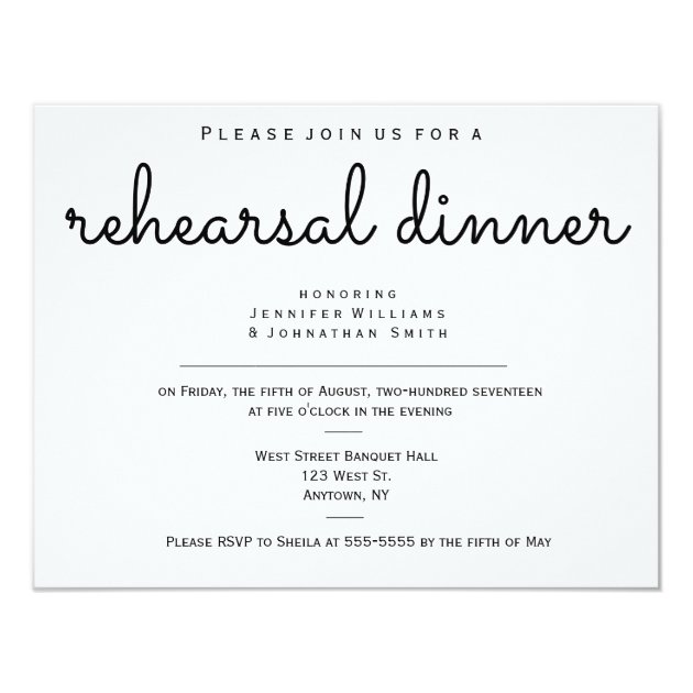 Modern B&w Rehearsal Dinner Invitations