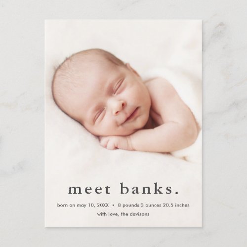Modern Baby 3 Photo Birth Announcement Postcard