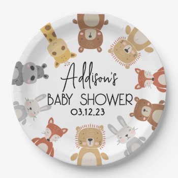Modern Baby Animal Baby Shower Paper Plates by MakinMemoriesonPaper at Zazzle