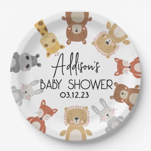 Modern Baby Animal Baby Shower Paper Plates