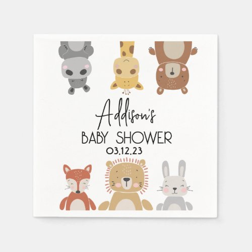 Modern Baby Animal Baby Shower party. napkins 