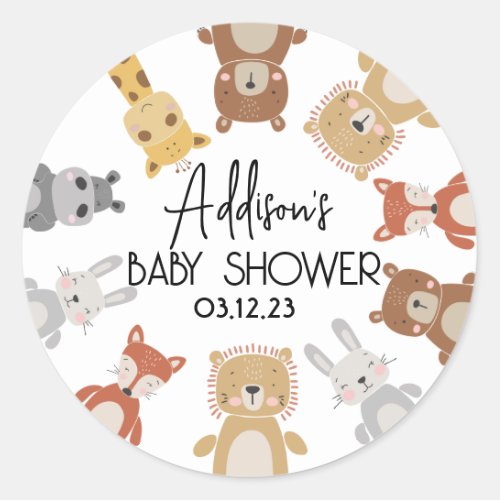 Modern Baby Animal Baby Shower Stickers