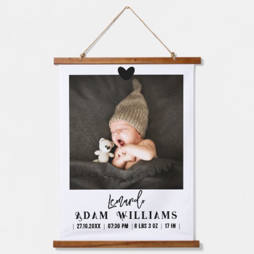 Modern Baby Birth Announcement Photo  Hanging Tapestry