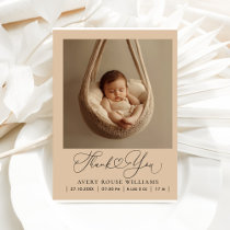 Modern Baby Birth Announcement Photo Thank  Postcard
