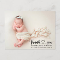 Modern Baby Birth Announcement Photo Thank you Postcard