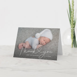 Modern Baby Birth Announcement Thank You Heart