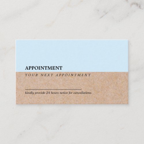 Modern Baby Blue Accent Printed Kraft Appointment Business Card