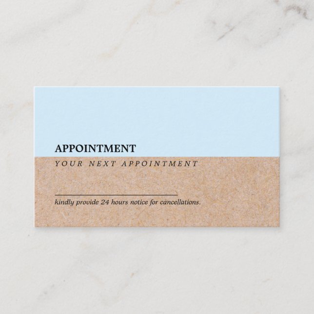 Modern Baby Blue Accent Printed Kraft Appointment Business Card (Front)