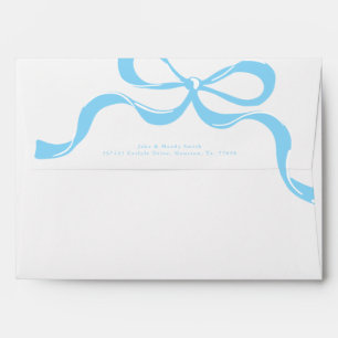 Modern Baby Blue Bow Birth Announcement Envelope