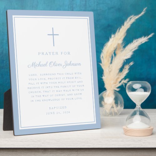 Modern Baby Blue Boy Baptism Prayer Plaque