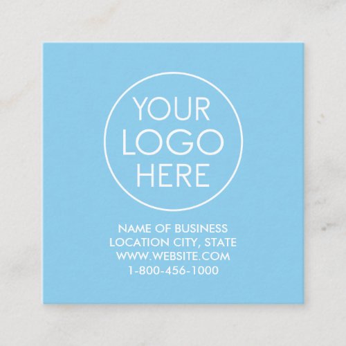 Modern Baby Blue Custom Logo and QR Code Square Business Card
