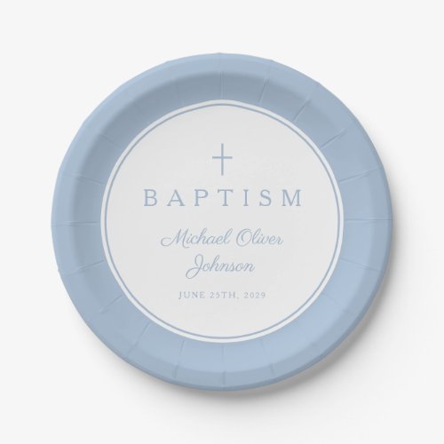 Modern Baby Blue Religious Cross Baptism
