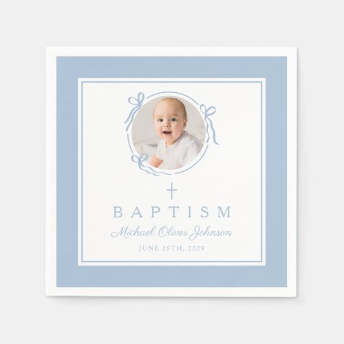 Modern Baby Blue Religius Cross Boy Baptism