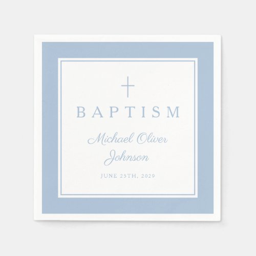 Modern Baby Blue Religius Cross Boy Baptism