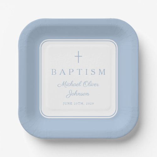 Modern Baby Blue Religius Cross Boy Baptism