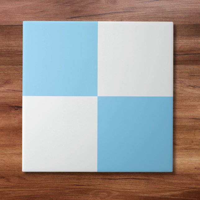 Modern Baby Blue White Checkered Ceramic Tile (Creator Uploaded)