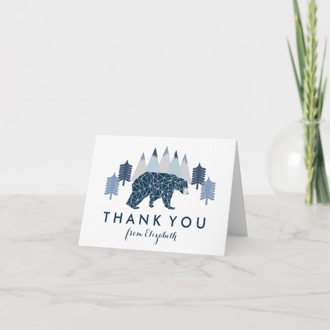 Modern Baby Boy baby shower Thank You Card (Front)
