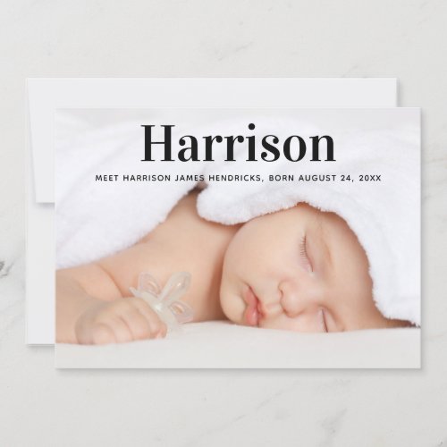 Modern Baby Boy Birth Announcement