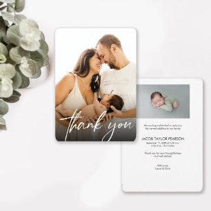 Modern Baby BOY Birth Custom Newborn photography Thank You Card