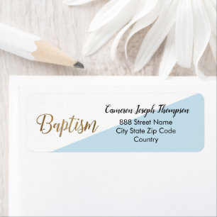Modern Baby Boy Blue Gold Baptism Label