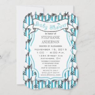Modern Baby Boy Cute Lamb Pattern Shower Invitation