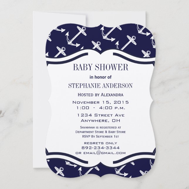 Modern Baby Boy Nautical Shower Invitation (Front)