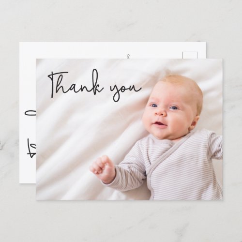 Modern Baby Boy Photo Birth Thank you Custom Announcement Postcard