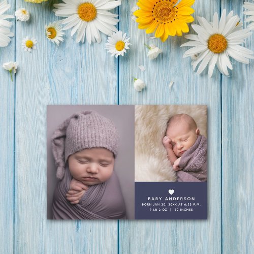 Modern Baby Boy Photo Collage Birth Announcement