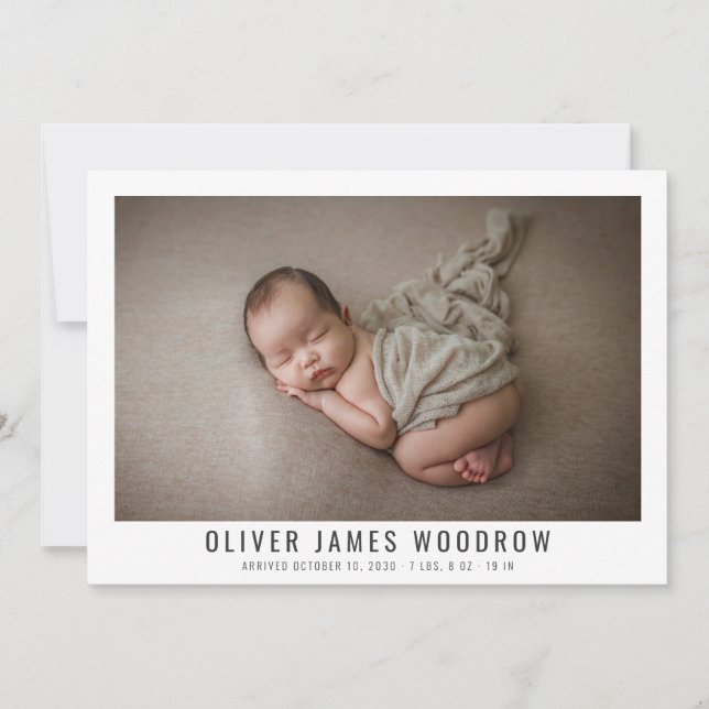 Modern Baby Boy Photo Collage Birth Announcement (Front)