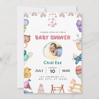 modern baby boy shower invitation