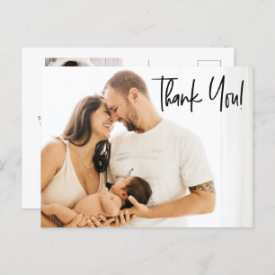 Modern Baby Boy Shower Thank you Custom photos Postcard