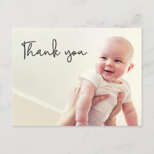Modern Baby boy shower thank you photo Announcement Postcard