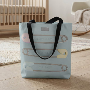 Modern Baby Boy Teal Blue Diaper Pin Tote Bag