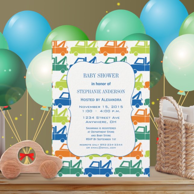 Modern Baby Boy Tow Truck Shower Invitation (Creator Uploaded)