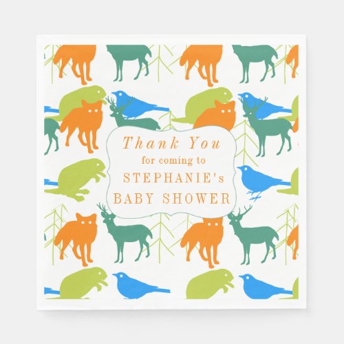 Modern Baby Boy Woodland Creatures Shower Napkins