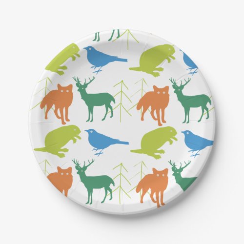 Modern Baby Boy Woodland Creatures Shower Paper Plates