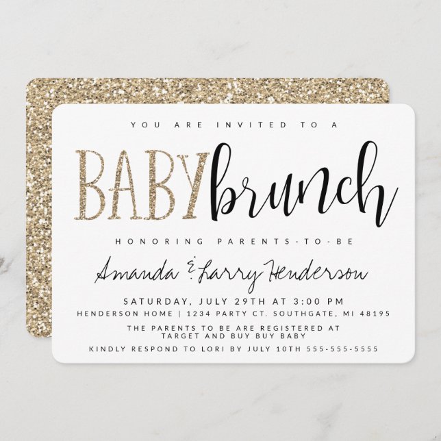 Modern Baby Brunch Baby Shower Invitation (Front/Back)